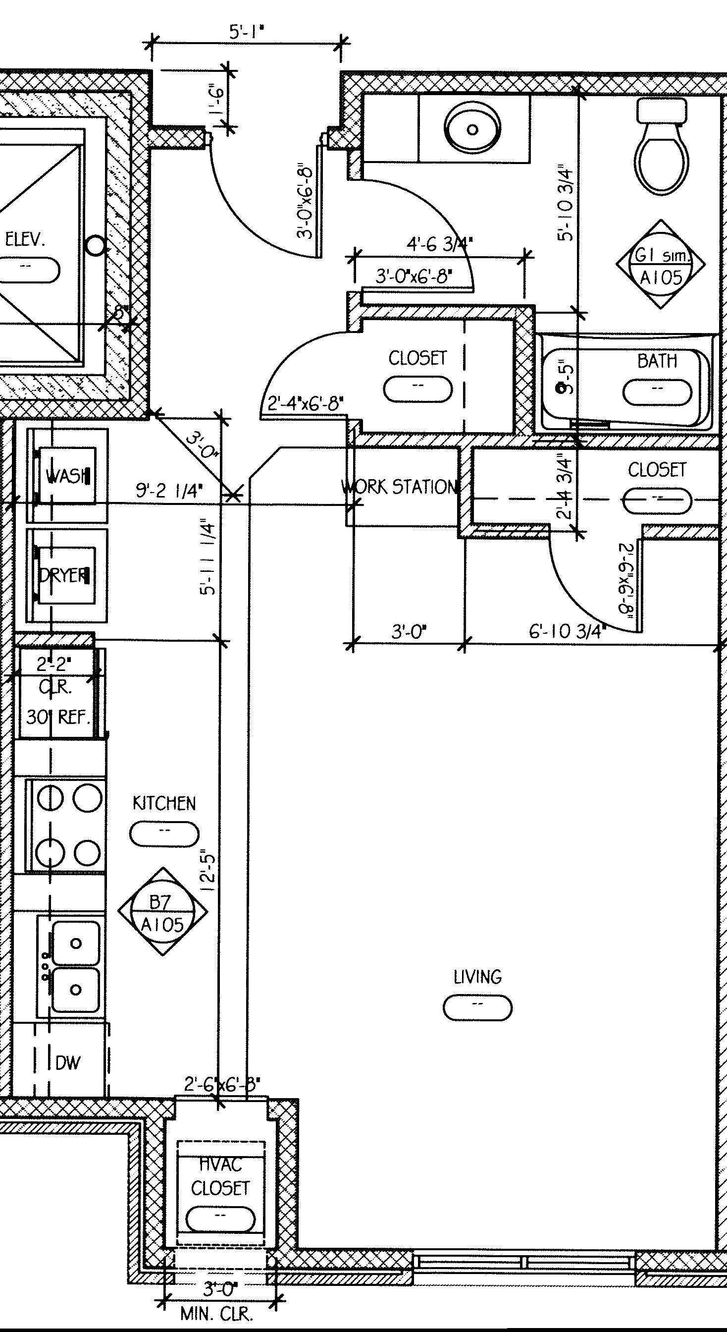Floor plan for studio, 1 bath, 582 sqft